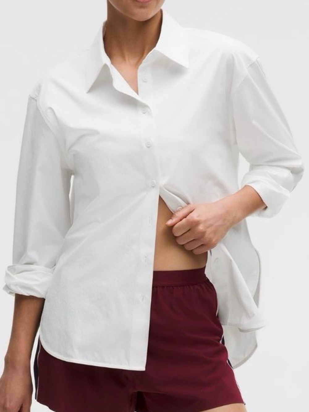 Lululemon Woven Relaxed-Fit Button-Up Shirt - white - oversized